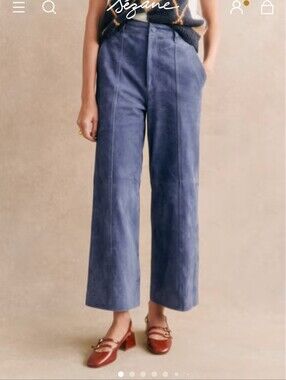 ISO Wide-Leg Trousers in Slate Blue